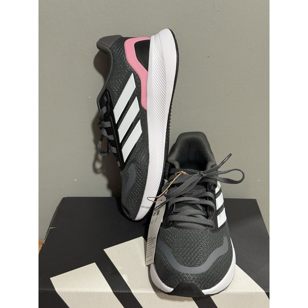 Adidas Runfalcon 5 Little Girls Sz 4 Shoes Black Pink Slip On Athletic Sneaker - Picture 11 of 16